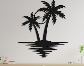 Minimalist Palm Tree Wall Art ,Tropical Beach Decor for Summer Vibes