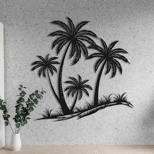 Palm Tree Metal Wall Art, Tropical Wall Decor, Outdoor Beach Decor, Beach Wall Art, Minimalist Wall Art, Ocean Wall Art, Palm Trees