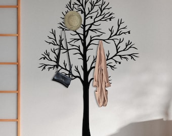 Decorative Tree Wall Coat Rack, Metal Wall Mounted Hanger, Modern Entryway Organizer