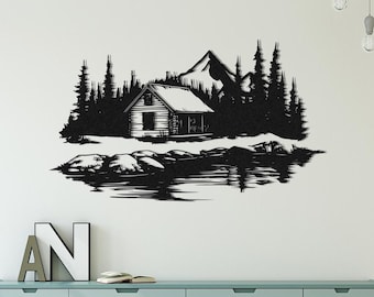 Metal Lake House Wanddekor, nautische Cabin Art, Nature-Wildlife Wohnkultur, Gothic Camp Style