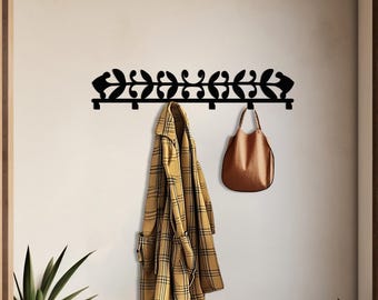 Metal Leaf Wall Hanger, Rustic Entryway Coat Rack, Decorative Hooks