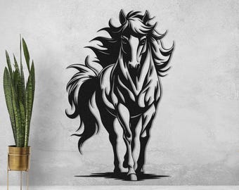 Metallpferdewandkunst, elegante Skulptur, rustikaler Akzent im Westen