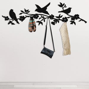 Tree Branch Coat Rack With Birds, Entryway Hooks, Metal Hooks, Decorative Hooks, Coat Hooks, Wall Flower Wall Hook, Gift For Bird Lovers