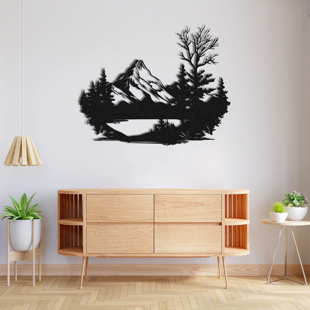 Mountain Lake Metal Wall Art, Rustic Cabin Decor - Etsy