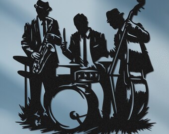 Metal Jazz Trio Line Art Wall Decor, Music Room, Cafe Design, Gift