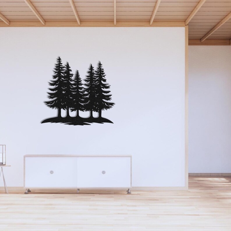 Metal Pine Tree Wall Decor, Forest Silhouette Art, Nature Lovers Gift ...