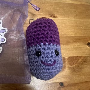 Chill Pill Crochet Keychain