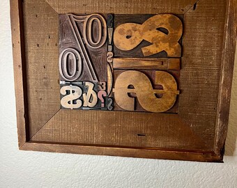 Large Vintage Letterpress framed various Punctuation Collage - price break!