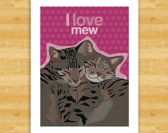 Cat Valentines Card - I Love Mew - Cute Cat Valentine Cards