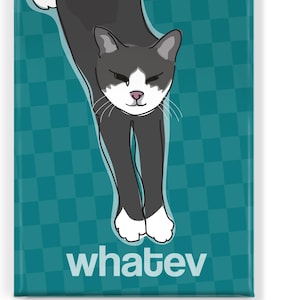 Funny Cat Magnet, Fridge Magnets with Cats, Gray Kitty Says Whatev