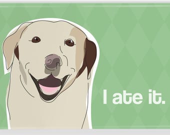 Yellow Lab Fesses Up – I Ate It – Funny Labrador Retriever Original Art on 2x3 Fridge Magnet for Lab Owners Who Are Missing Something