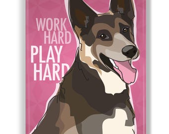 German Shepherd Magnet – Dog Fridge Magnets – GSD: Work Hard Play Hard