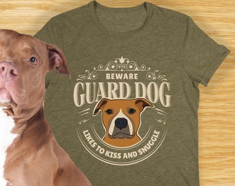 Funny Pit Bull Shirt with Tan Pitbull Dog - BEWARE - Pitbull Gifts Funny Dog Shirt for Pit Bull Mom or Dad, Pittie Shirt