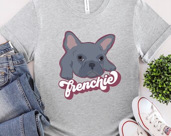 French Bulldog Shirt with Blue Frenchie Shirt Design Perfect for French Bulldog Lovers, Frenchie Moms and Dads, Blue French Bulldog Gifts