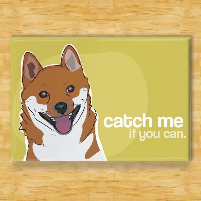 Shiba Inu Magnet - Catch Me If You Can - Shiba Inu Gifts Funny Dog Fridge Magnets 