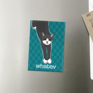 Funny Cat Magnet, Fridge Magnets with Cats, Gray Kitty Says Whatev image 4