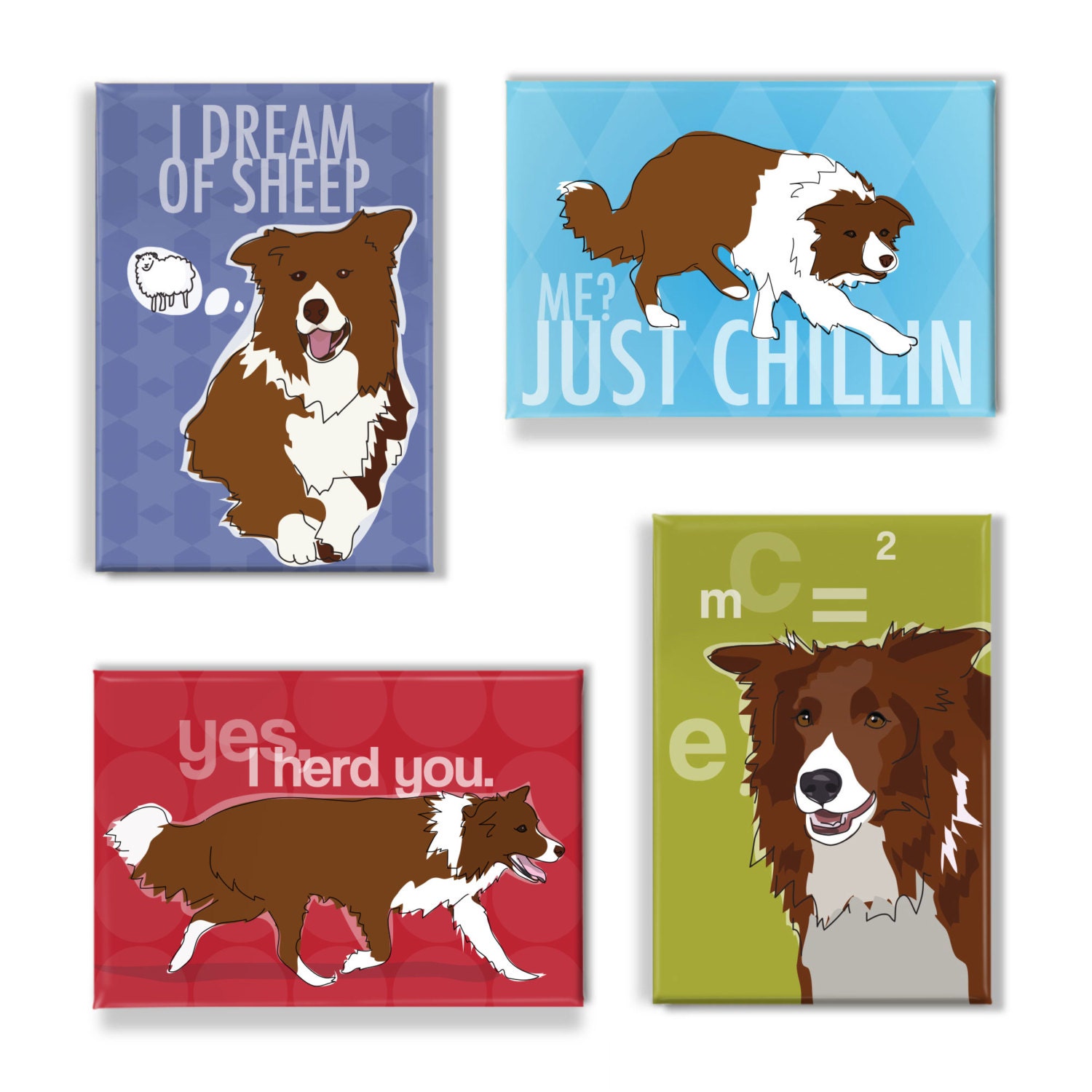 Border Collie Gifts Set of 4 Fridge with Chocolate Etsy