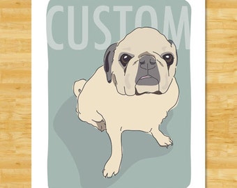 Custom Dog Portrait by Kari Egan of Pop Doggie - Custom Dog Art, Custom Cat Portrait Art, Custom Pet Drawing