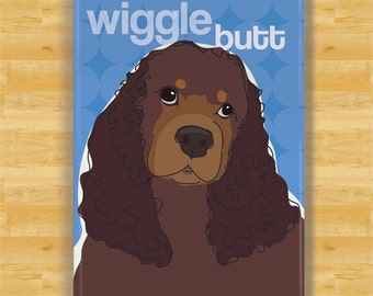 Cocker Spaniel Magnet - Wiggle Butt - Brown Cocker Spaniel Gifts Funny Dog Fridge Magnets