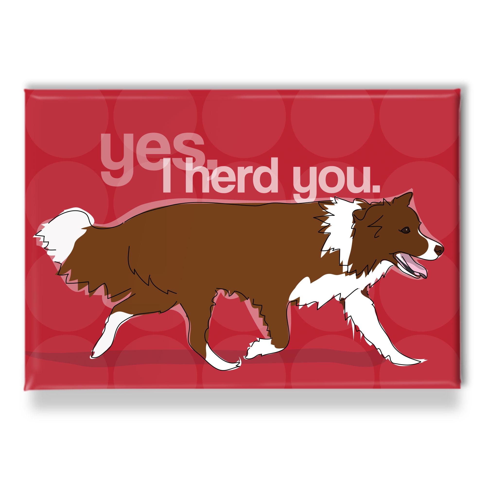 Border Collie Dog Magnet, Red and White Border Collie Gifts, Dog Fridge Magnets, Border Collies, Dog Magnets, Fridge Magnet, Yes I Herd You