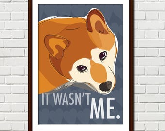 Shiba Inu Art Print – Funny Dog Breed Illustration – It Wasn't Me