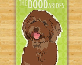 Labradoodle Magnet - The Dood Abides - Brown Chocolate Doodle Gifts Funny Dog Fridge Magnets with Doodle Dog