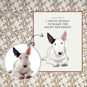 Custom Dog Art, Custom Pet Portrait Personalized With Funny Affirmation, Custom Bull Terrier Drawing from Photo of Your Dog