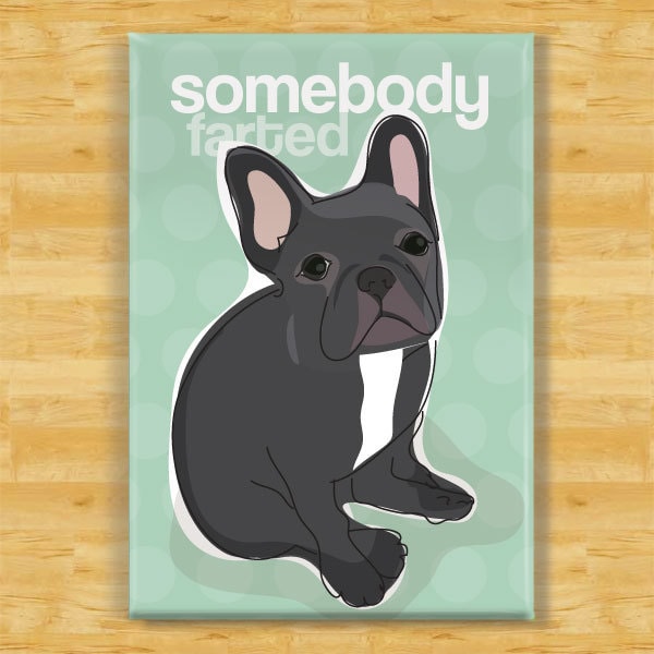 French Bulldog Magnet - Somebody Farted - Black French Bulldog Gifts Funny Dog Fridge Magnets