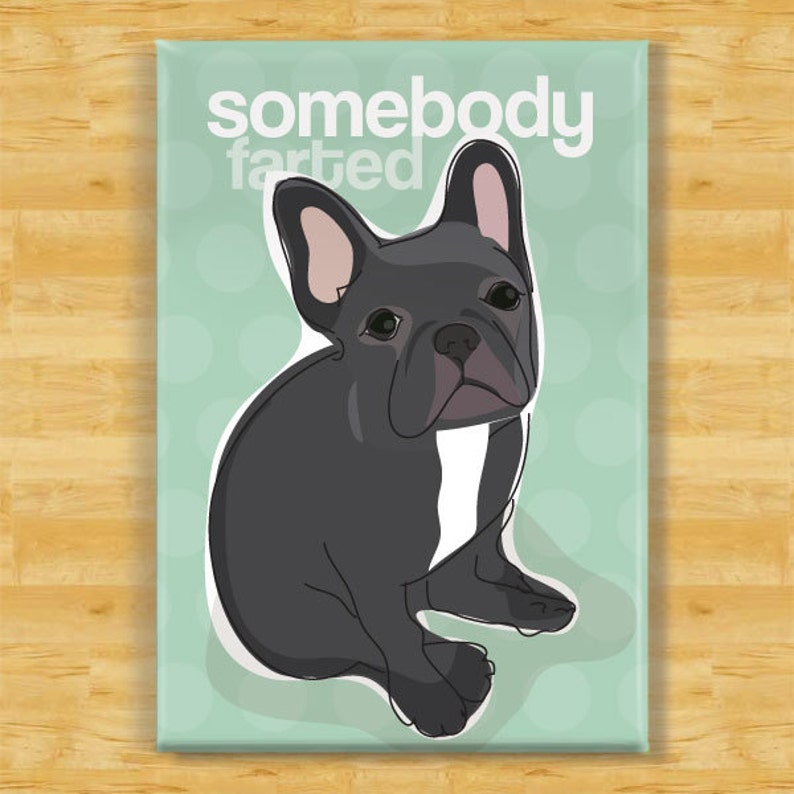 French Bulldog Magnet - Somebody Farted - Black French Bulldog Gifts Funny Dog Fridge Magnets 