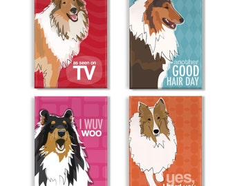 Collie Gifts Set of 4 Fridge Magnets with Funny Collie Sayings - Dog Magnets Gift Pack