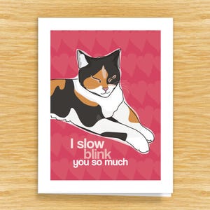 Cat Fathers Day Card – I Slow Blink You So Much – 16 Color Cats: Calico, Siamese...