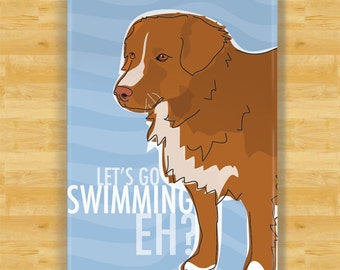 Nova Scotia Duck Toller Magnet - Lets Go Swimming Eh - Nova Scotia Duck Tolling Retriever Gifts Funny Dog Fridge Magnets