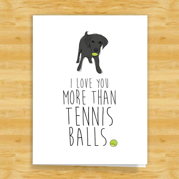 Labrador Valentines Card I Love You More Than Tennis Balls Funny