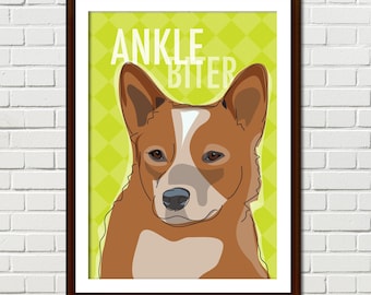 Red Heeler Art Print – Australian Cattle Dog Illustration Poster – Queensland Heeler – Ankle Biter