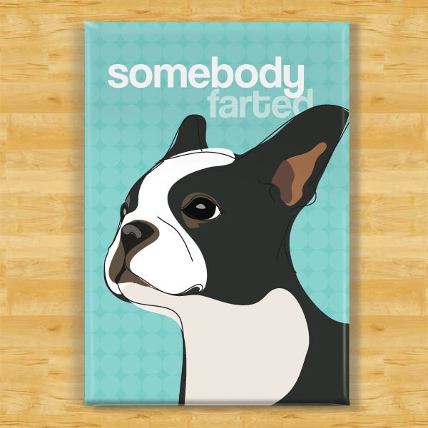 Boston Terrier Magnet - Somebody Farted - Boston Terrier Gifts Funny Dog Fridge Magnets