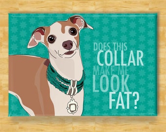 Italian Greyhound Magnet - Does This Collar Make Me Look Fat - Italian Greyhound Gifts Funny Dog Fridge Magnets