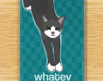 Funny Cat Magnet, Fridge Magnets with Cats, Gray Kitty Says Whatev