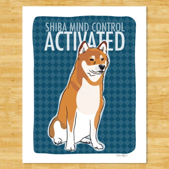 Shiba Inu Art Print Shiba Mind Control Activated Funny Dog Art Prints Shiba Inu Gifts