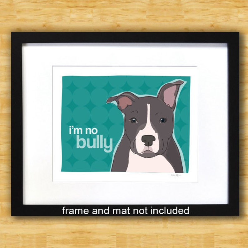 Pit Bull Gifts Dog Art No Bully Gray Blue Pit Bull Art Print Dog Pop Art image 2