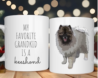 Keeshond Fathers Day Mug – Funny Dog Coffee Mugs for Mom or Dad – Favorite Grandkid