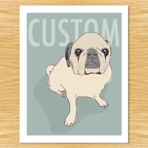 Hand Drawn Custom Dog Portrait: Unique Pet Art by Pop Doggie
