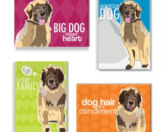 Leonberger Gifts Set of 4 Fridge Magnets with Funny Leonberger Sayings - Dog Magnets Gift Pack