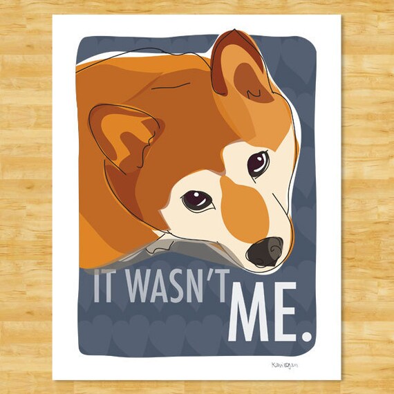 Shiba Inu Art Print Funny Dog Art It Wasnt Me Shiba Inu Gifts Dog Pop Art Prints Portraits