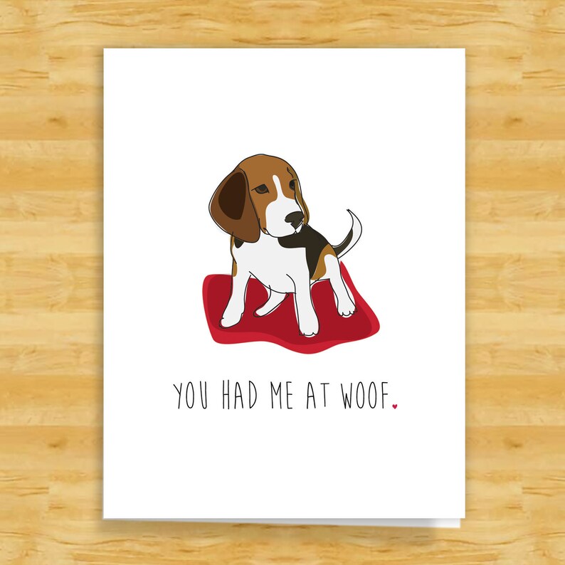 Beagle Valentines Card You Had Me at Woof Funny Beagle Dog - Etsy