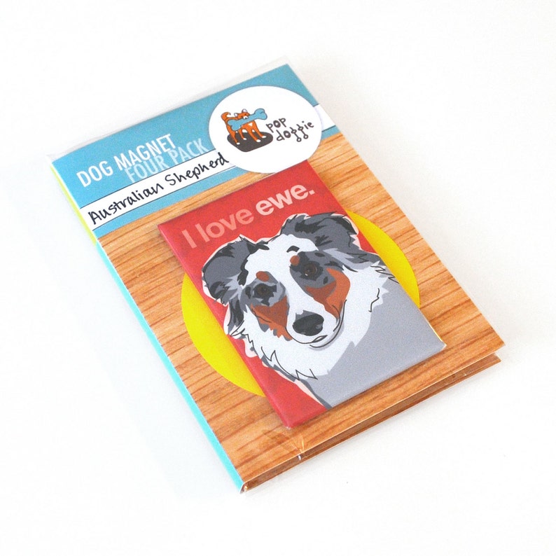 Australian Shepherd Gifts Set of 4 Fridge With Blue Etsy