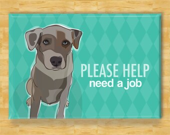 Catahoula Magnet - Need a Job - Catahoula Leopard Dog Gifts Funny Dog Fridge Magnets