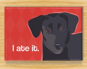 Black Lab Magnet – Funny Dog Fridge Magnets – Labrador Retriever Admits: I Ate It