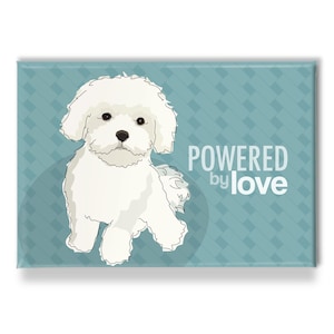 Maltese Dog Magnet, Funny Dog Fridge Magnets, Maltese Gifts, Powered by Love