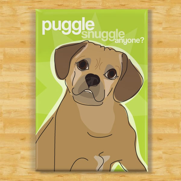 Puggle Magnet - Puggle Snuggle Anyone - Puggle Gifts Funny Dog Fridge Magnets
