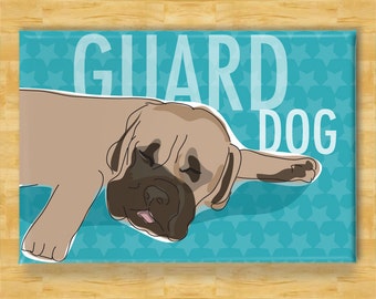 Mastiff Magnet - Sleeping Guard Dog - Mastiff Gifts Funny Dog Fridge Magnets